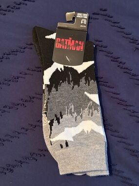 NWT Batman Black, Gray & White Bat Graphic Crew Socks